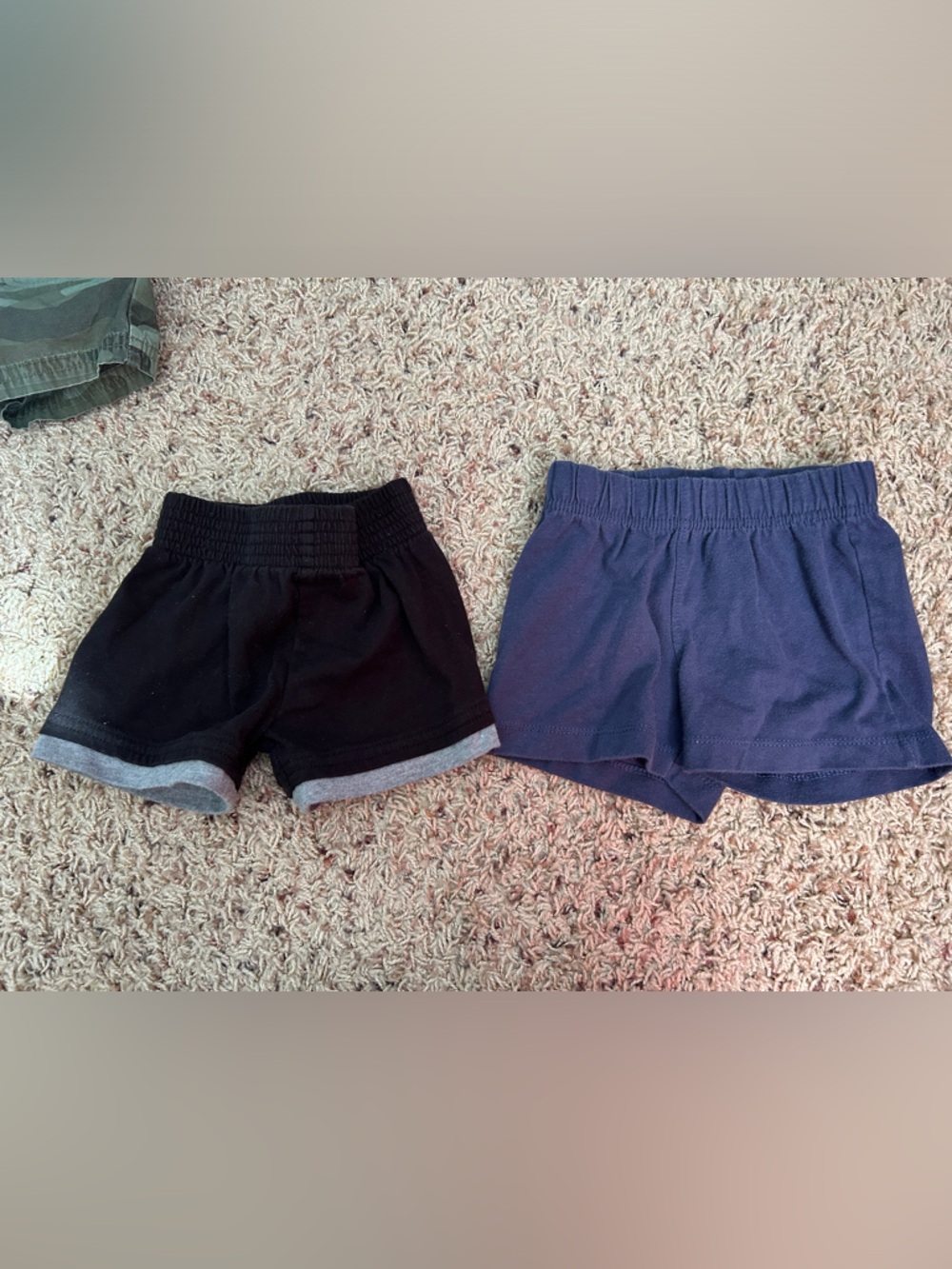 Kids Black and Navy Elastic-Waist Shorts